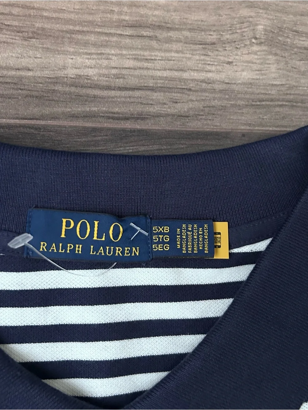 Polo Ralph Lauren Polo Shirt Mens 5XB Mesh White Navy Striped Red Pony NEW